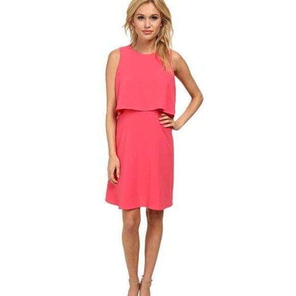 Calvin Klein Crepe Sleeveless Sheath Dress Size 6 New Coral Career Business - Picture 1 of 8